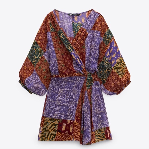 ZARA PATCHWORK PRINT DRESS - Picture 2 of 5